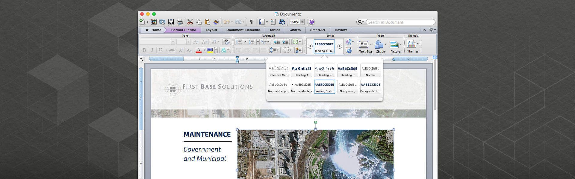 Screen shot of a use-case template built in MS Word for First Base Solution.