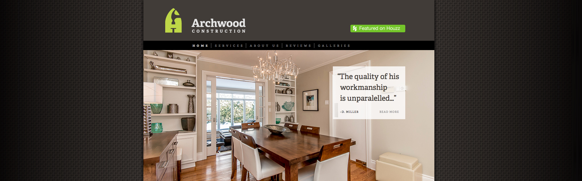 Screen grab of the Archwood Construction website.