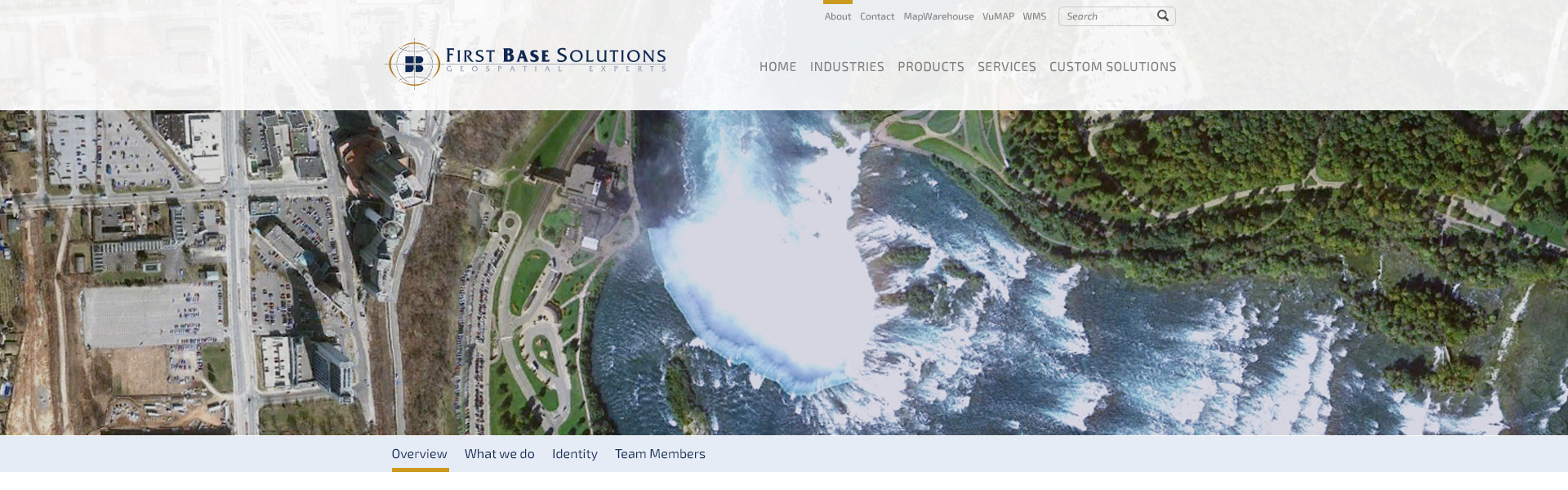 Sample screen grab of the First Base Solutions website design before handing concept files over to their in-house developer.